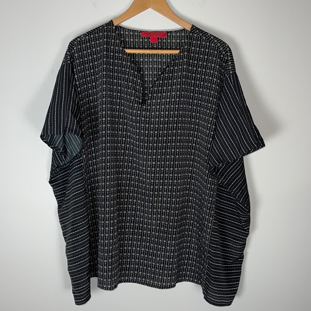 Belle Gray Black Print Large Blouse